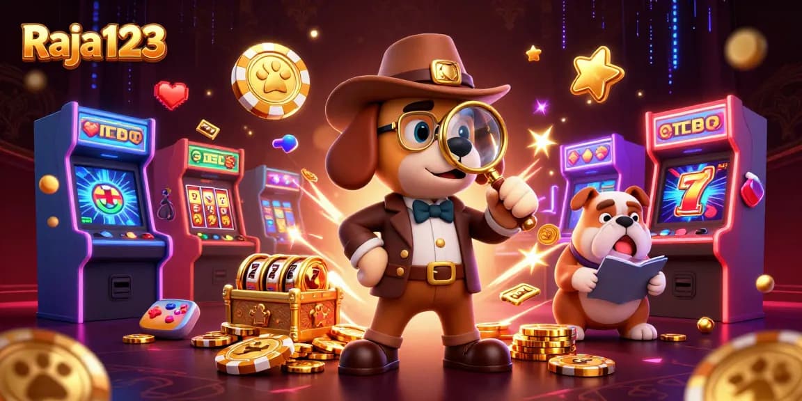 Engage with thrilling Raja123 gameplay as the detective uncovers treasure in a bustling casino.