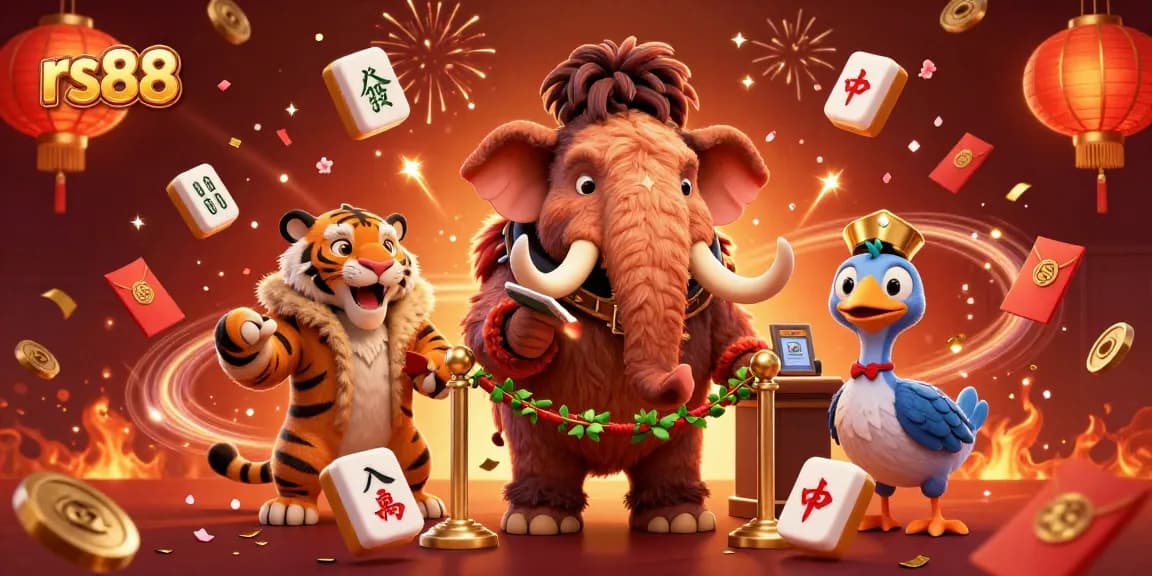 Experience the thrilling atmosphere of rs88 with a vibrant casino scene featuring unique characters and dynamic game elements.