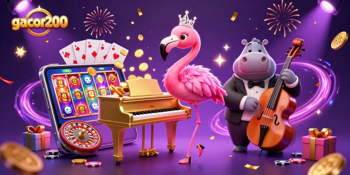 Menyaksikan keseruan gacor200 dengan penyanyi flamingo dan pemain bass hippo di kasino