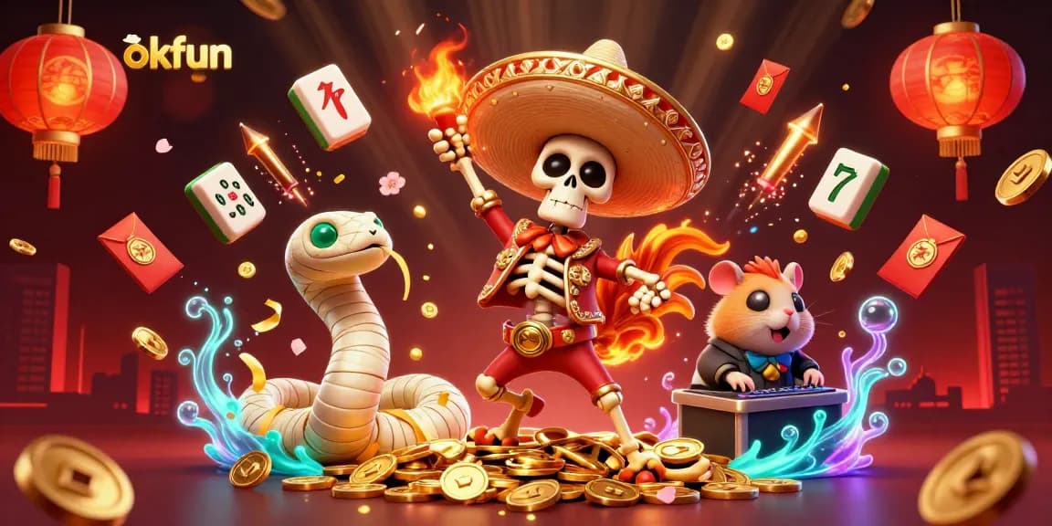 Experience the excitement of okfun with a vibrant casino scene featuring animated characters and dynamic game elements.