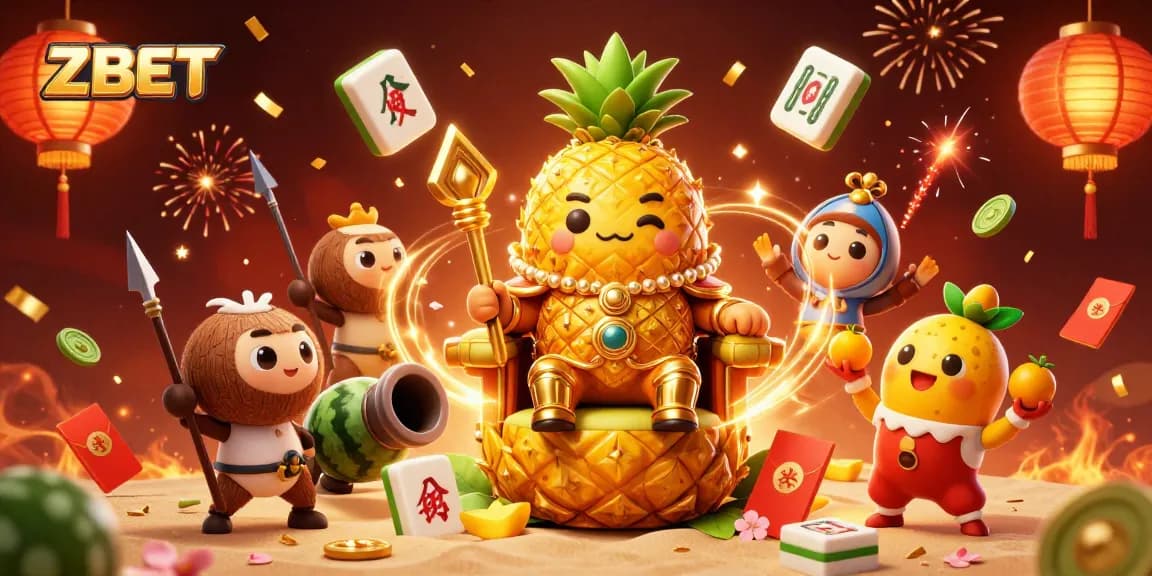 ZBET showcases an engaging 3D casino scene with vibrant characters and festive elements for players.