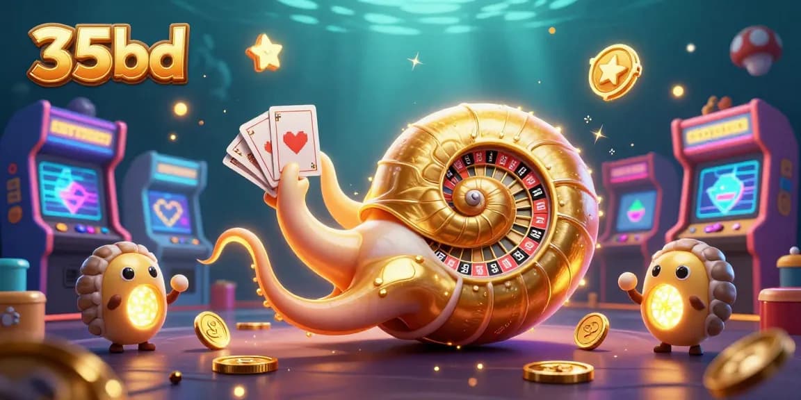 Experience thrilling action with 35bd's unique casino-themed gaming illustration featuring a giant nautilus roulette.