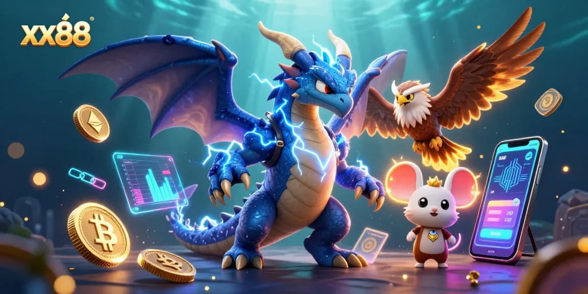 Experience thrilling wins with xx88's electric gaming environment, featuring interactive 3D characters and vibrant casino themes.
