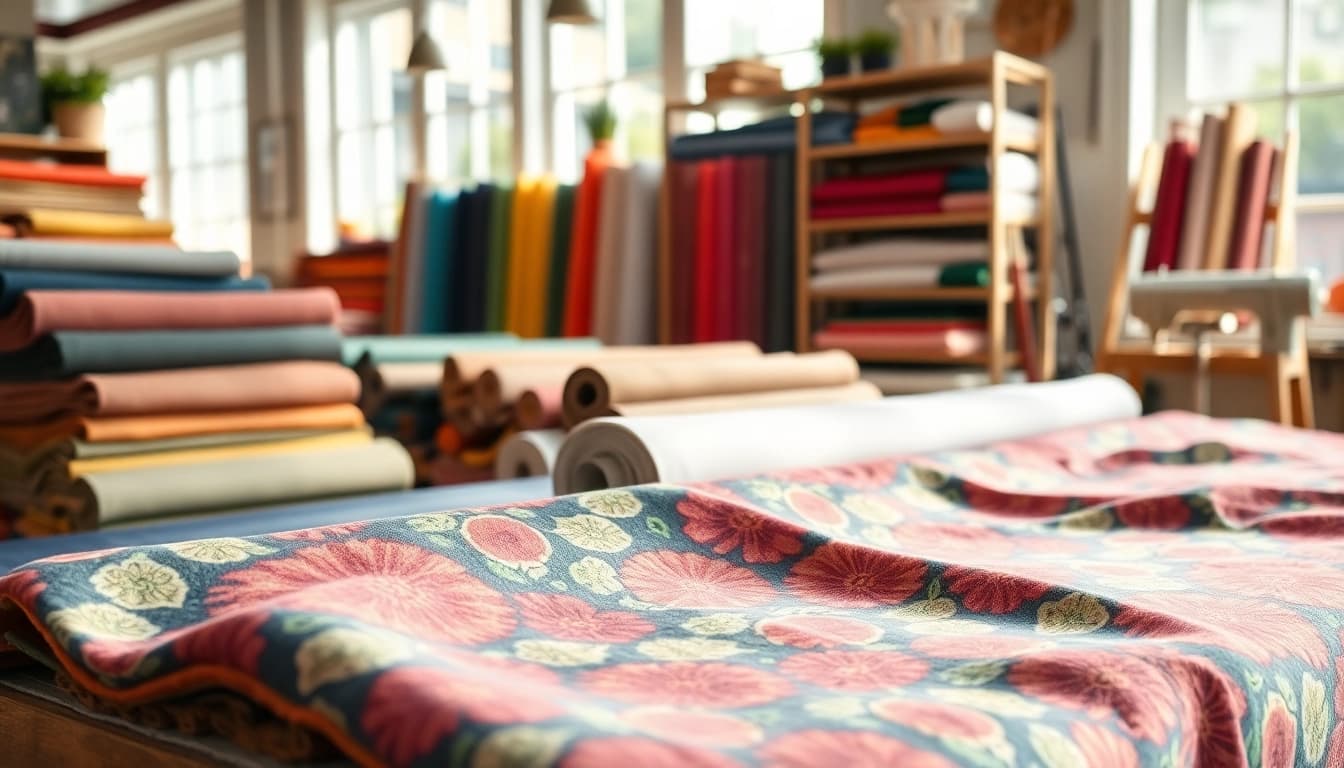 Explore stunning fabrics at a stoffenwinkel featuring diverse textures and colors.