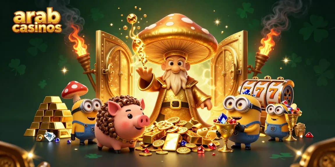 Join the excitement at arab online casinos with a magical golden theme featuring treasures and whimsical characters.