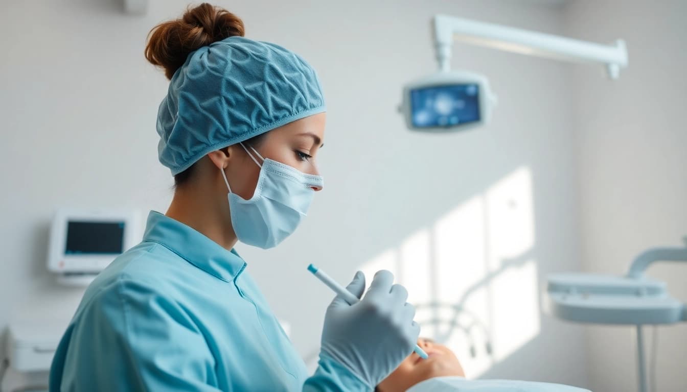 Gekwalificeerde mondhygiënist Nijmegen behandelt een patiënt in een moderne tandartspraktijk.