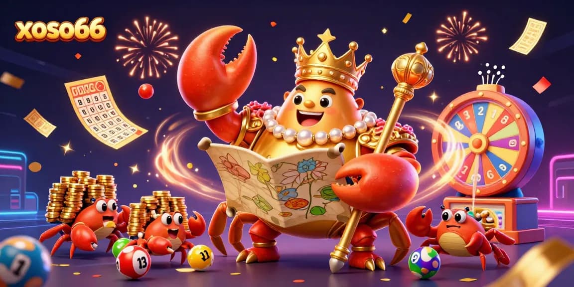 Experience exciting gameplay at xoso66 with the golden crab emperor and vibrant lottery elements!