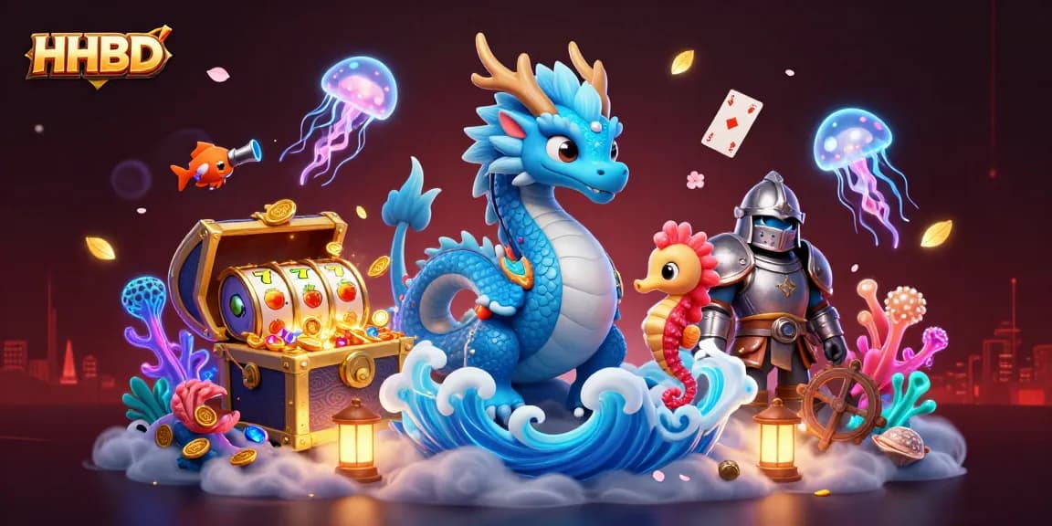 HHBD highlights thrilling slot actions with a majestic water dragon, seahorse knight, and glowing jellyfish.