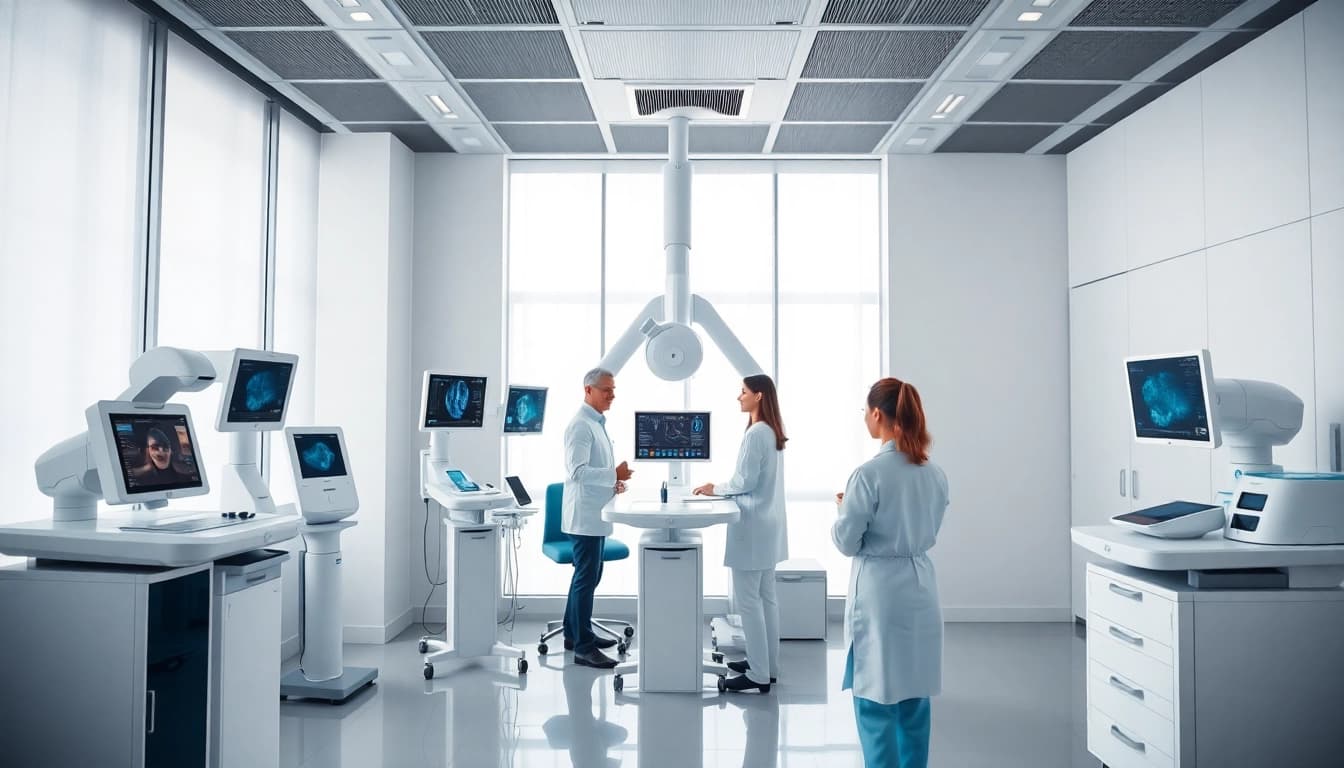 Philips healthcare technology devices showcased in a modern clinic.