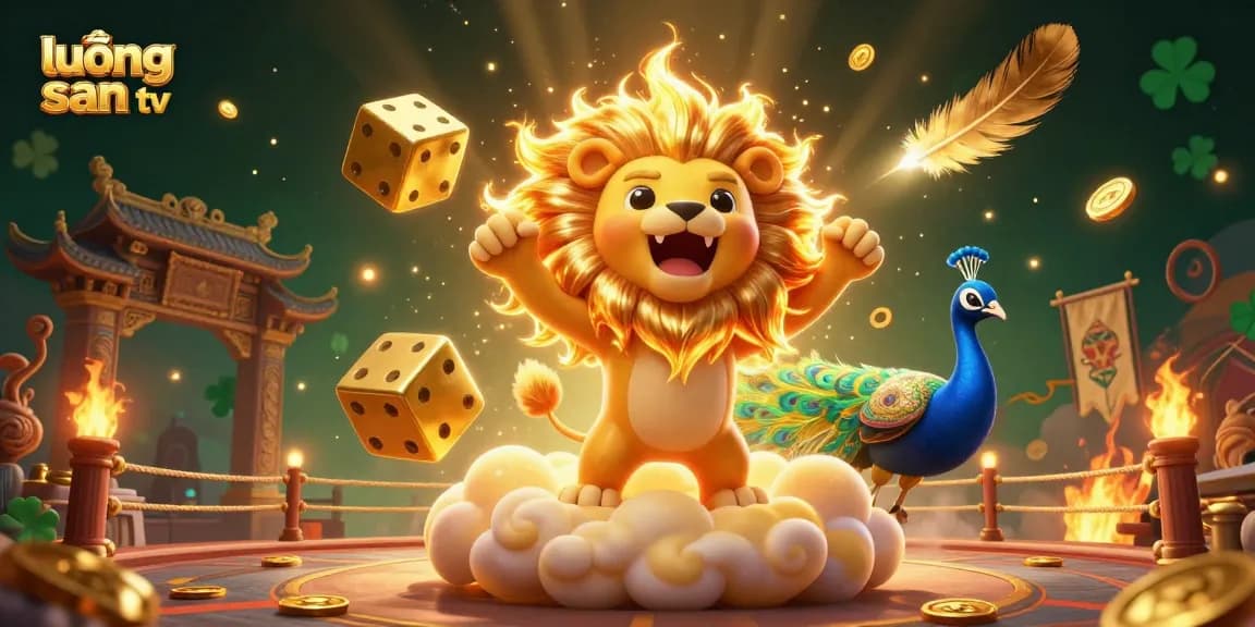 Watch lương sơn tv as the sun lion triumphantly roars on golden clouds among dynamic gambling elements.
