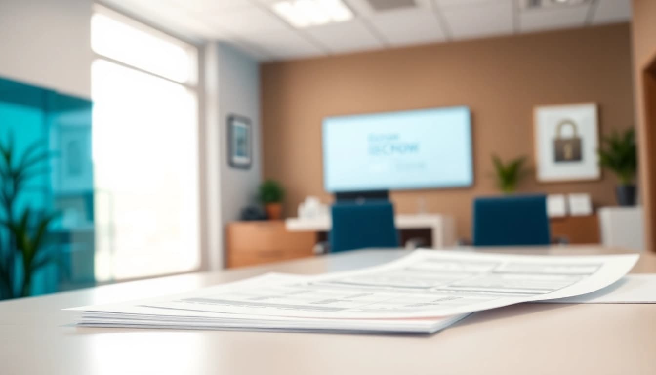 Engage with secure escrow services in a professional office, showcasing trust and financial safety.