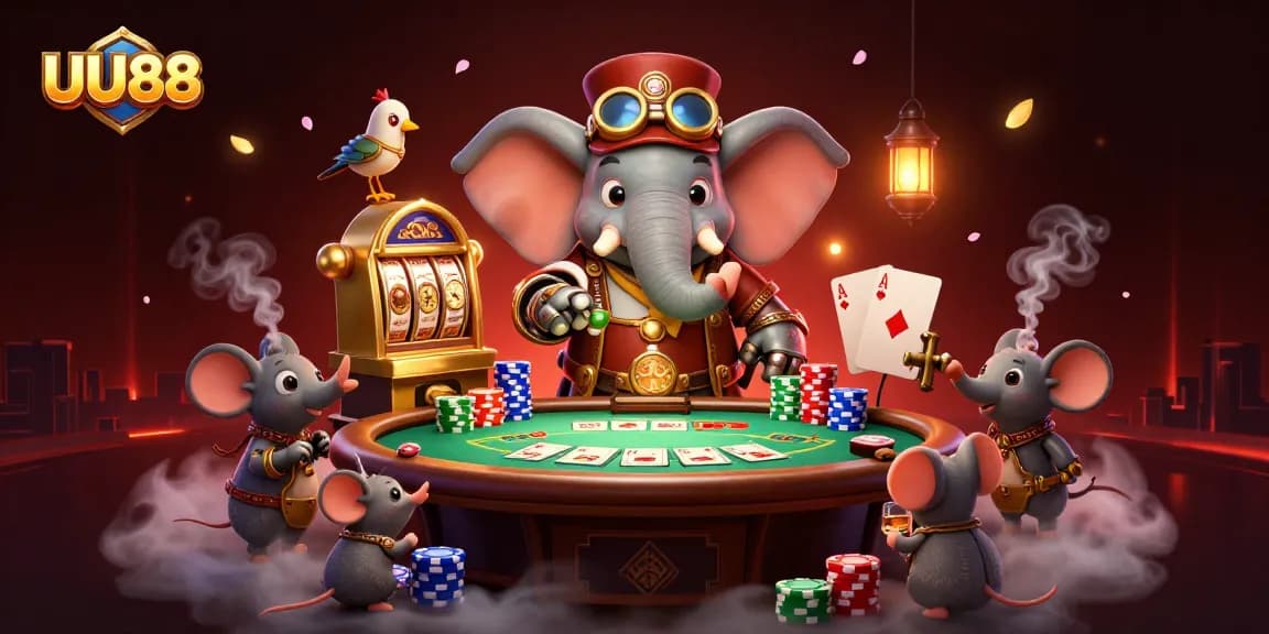 Experience thrilling wins at UU88 with an engaging casino scene featuring unique gaming elements.
