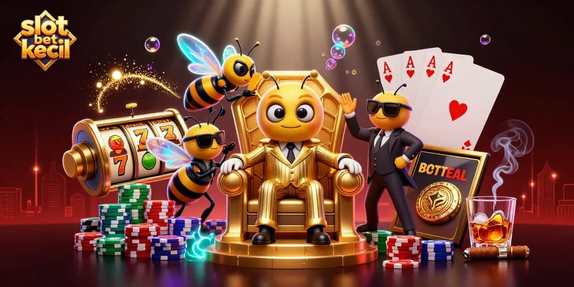 Experience big wins with slot bet kecil in this vibrant 3D casino illustration.