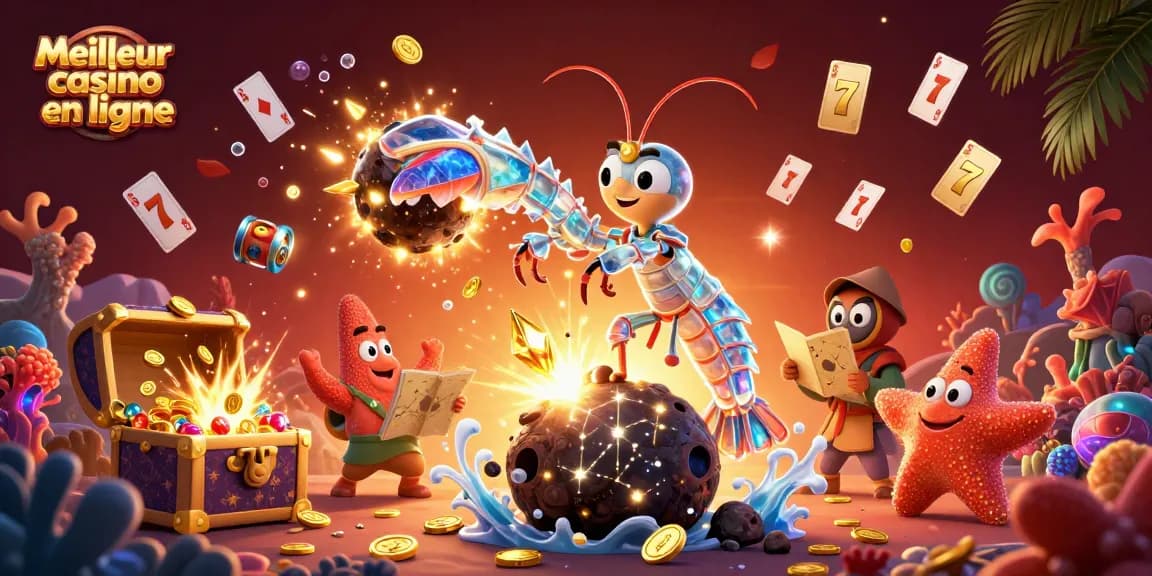 Experience the thrill of Meilleur casino en ligne with vibrant 3D gaming elements in an immersive scene.