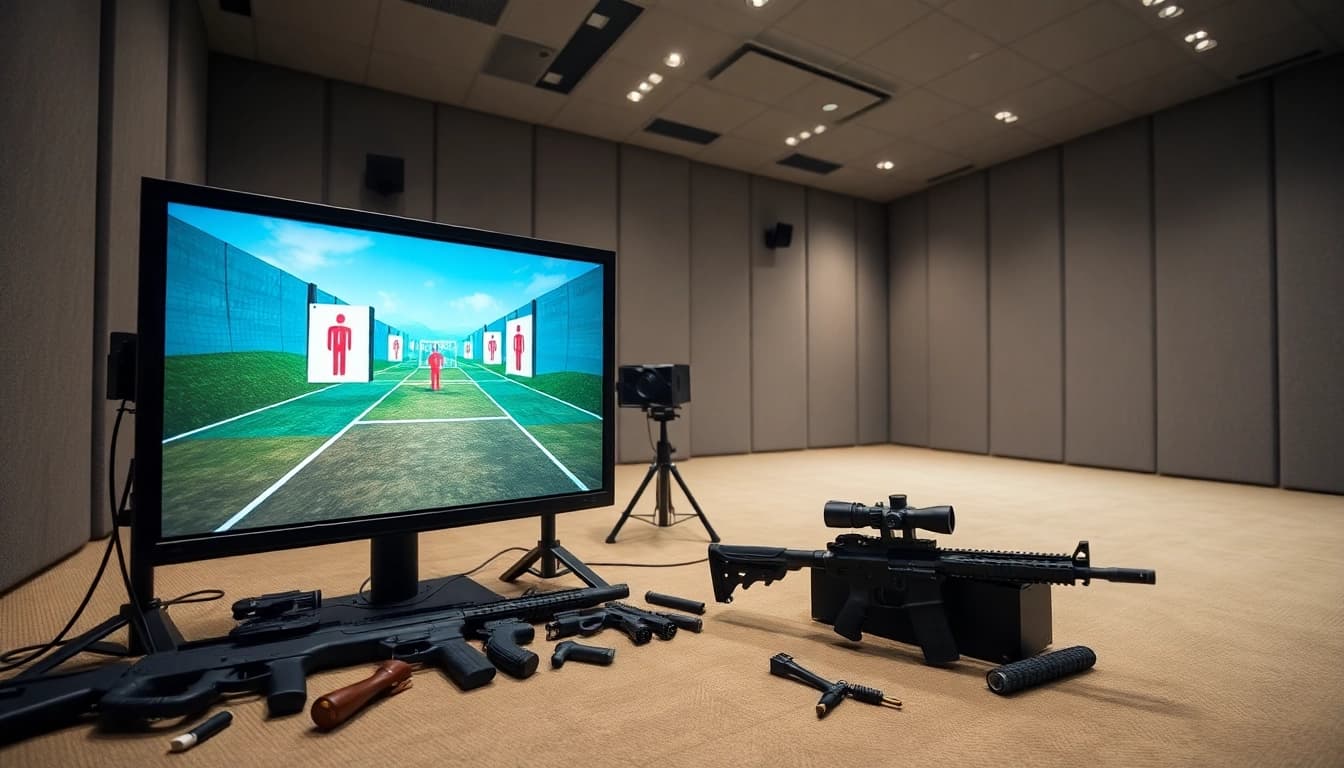 Train effectively with an advanced indoor shooting simulator featuring realistic targets and modern design.