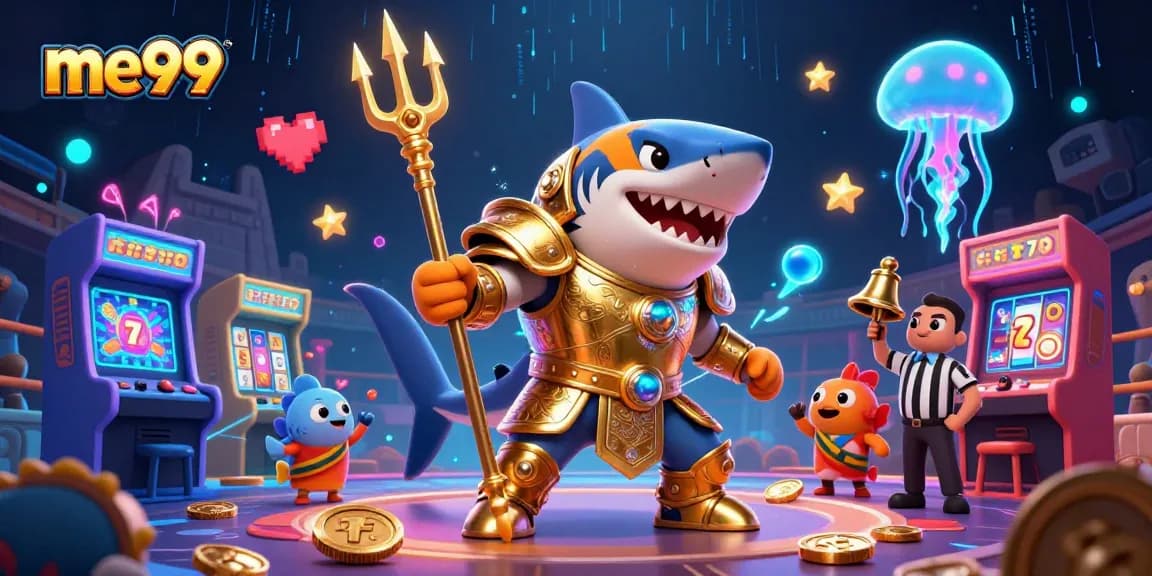 Experience the thrill of me99 at a lively underwater casino with vibrant characters and action.