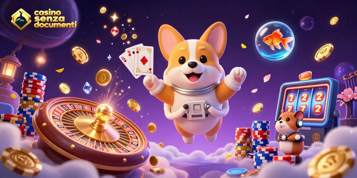Gioca al casino senza documenti con un corgi astronauta mentre le monete dorate fluttuano.