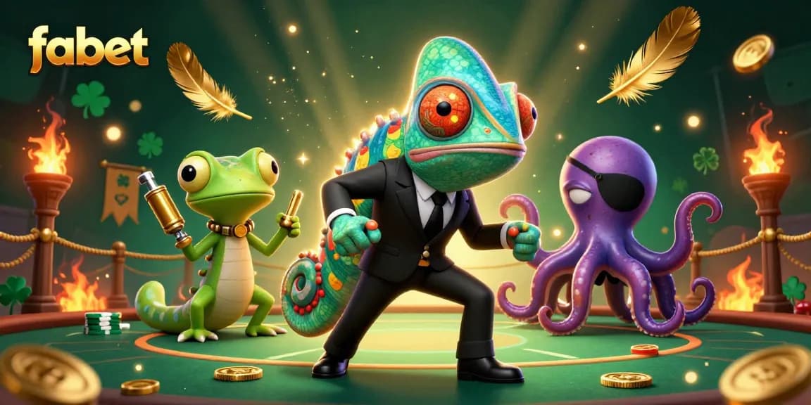 Experience the thrill of fabet gaming with dynamic characters in an action-packed casino scene.