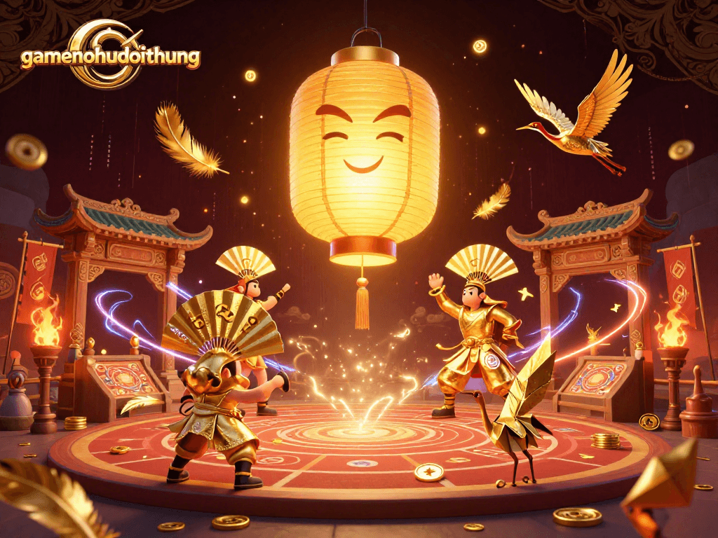 Experience thrilling jackpot spins at gamenohudoithuong with vibrant Asian-themed casino illustration.