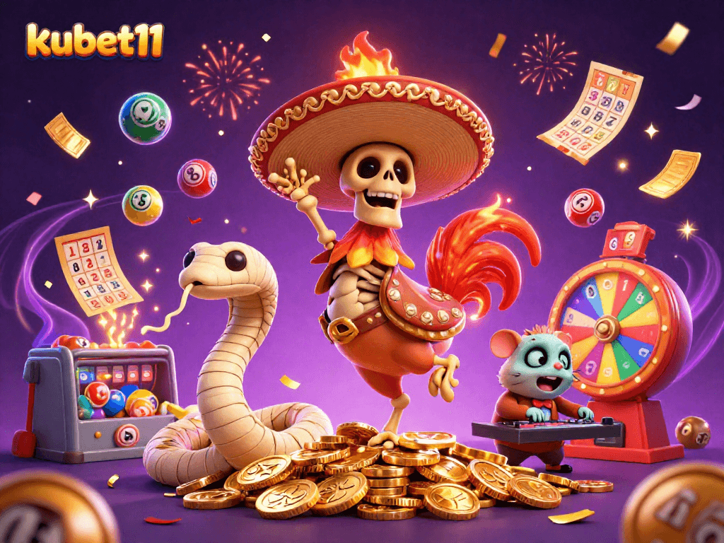 Experience the thrill of kubet11 with vibrant elements and engaging characters in a dynamic casino scene.