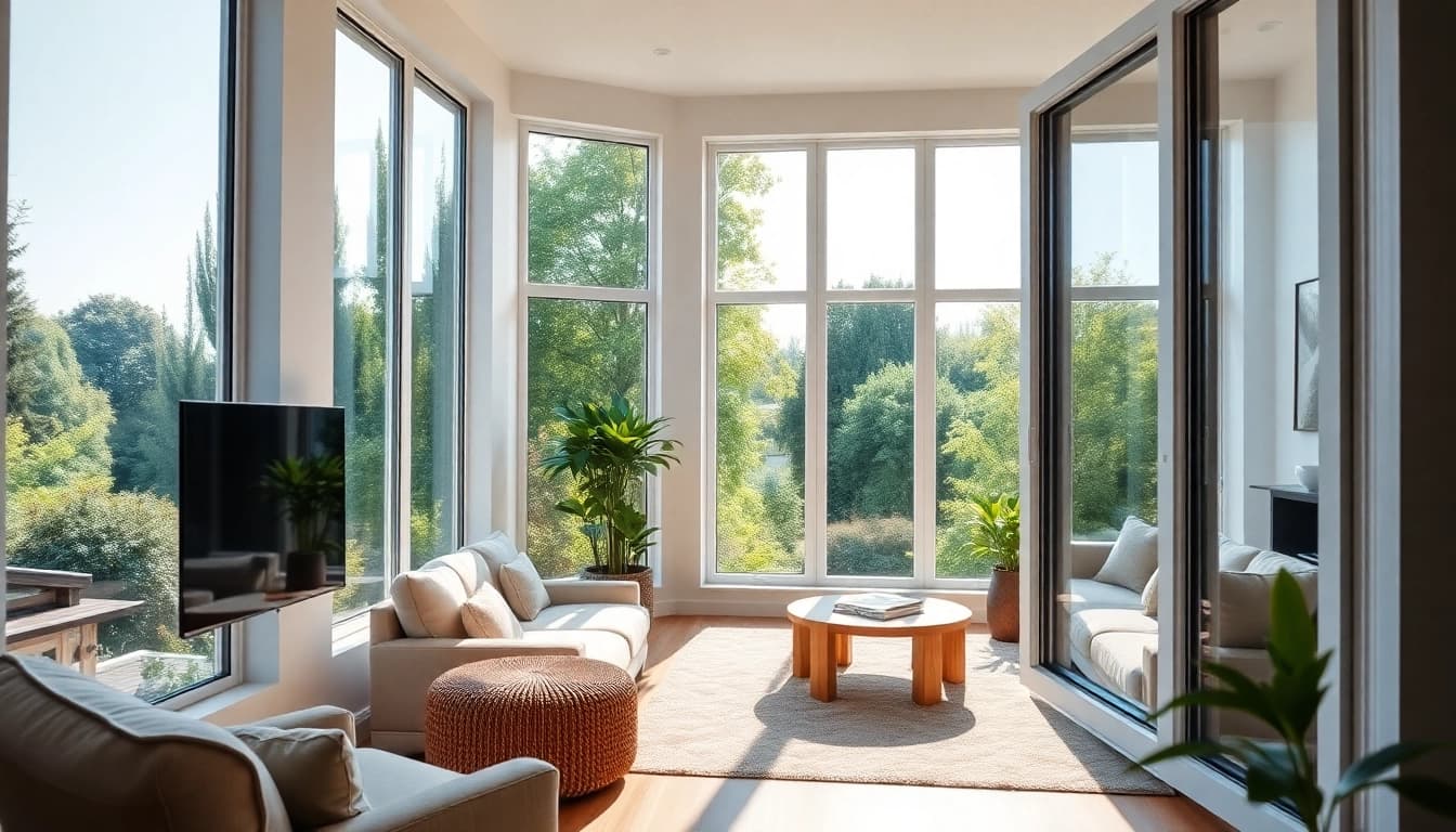 Showcasing double glazed windows in a contemporary living room with natural light.