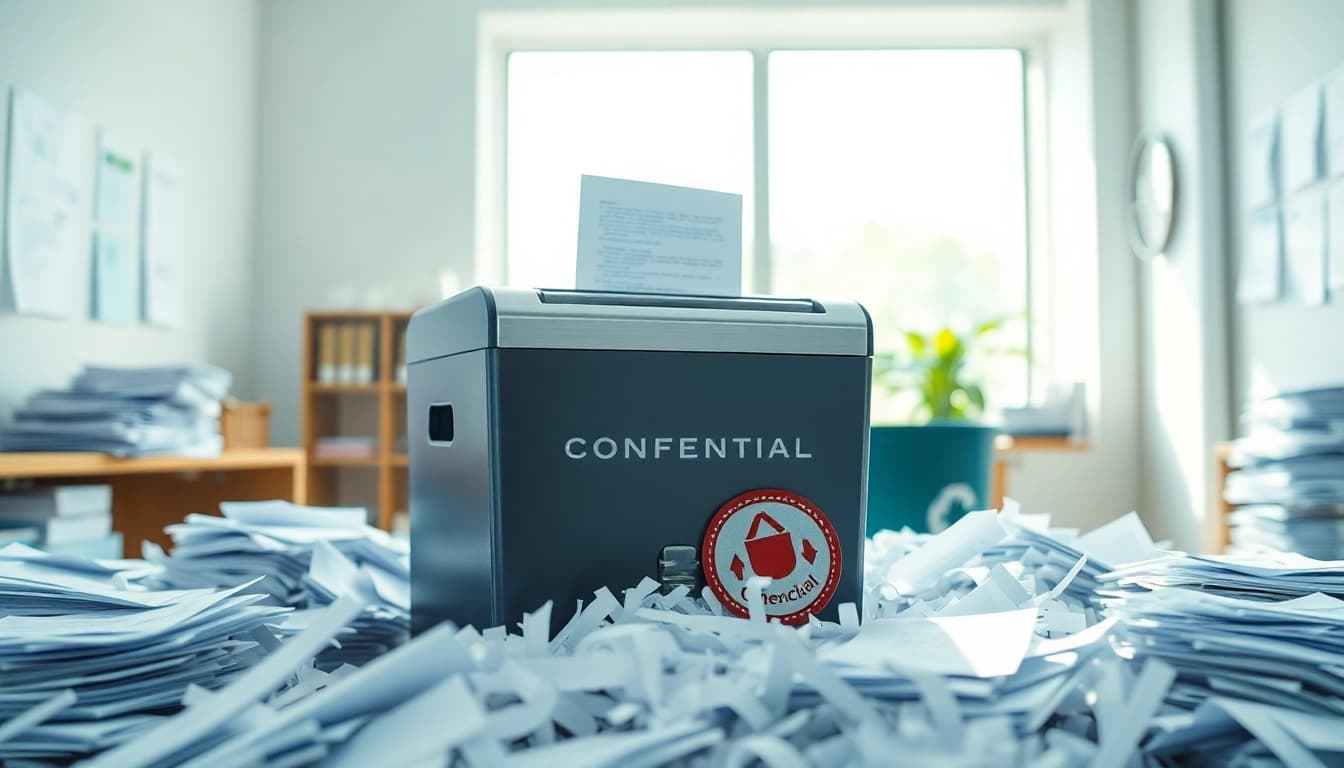 Efficient document destruction Cleveland Ohio showcased through shredding process with professional setup.