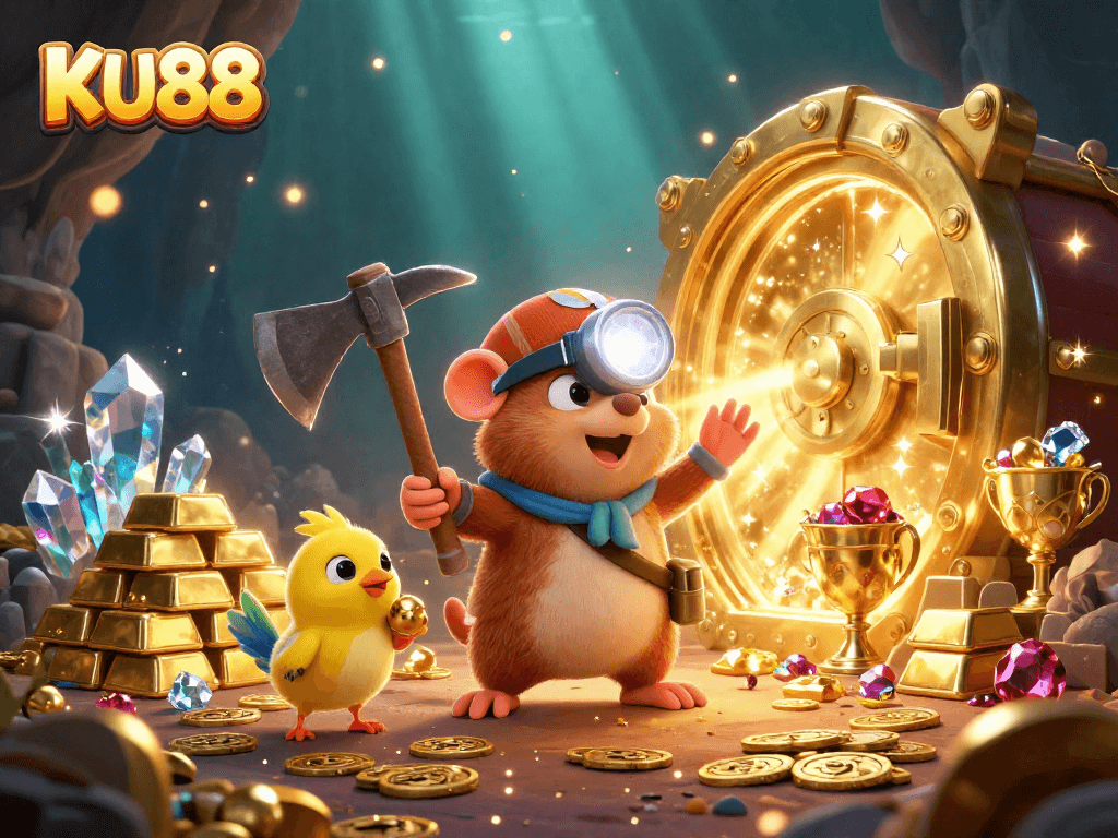 Experience excitement at KU88 casino with treasure hunter mole uncovering gems and gold.