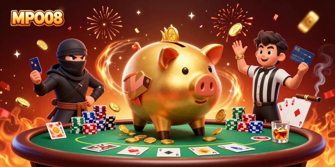 MPO08 enhances online gaming with a dynamic illustration featuring engaging casino elements.