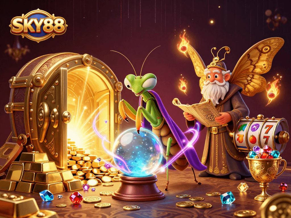 Experience the thrill of SKY88 slots with mystical characters and dazzling treasures!