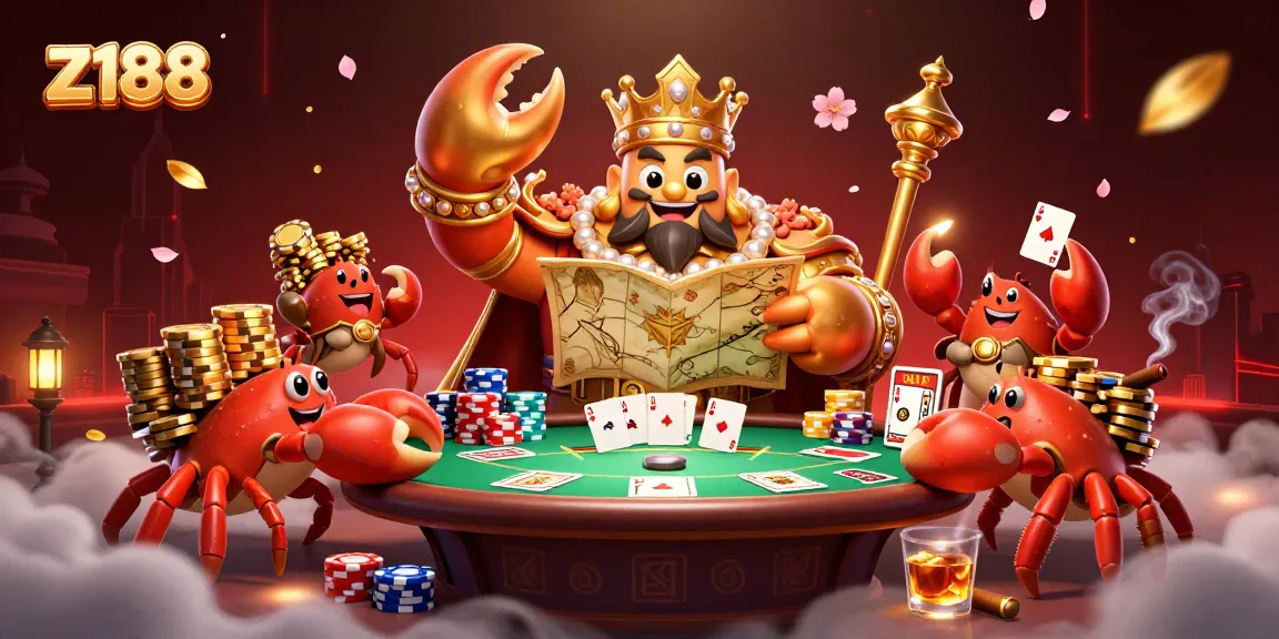 Experience the allure of z188 with giant golden crab emperor leading a thrilling poker scene.