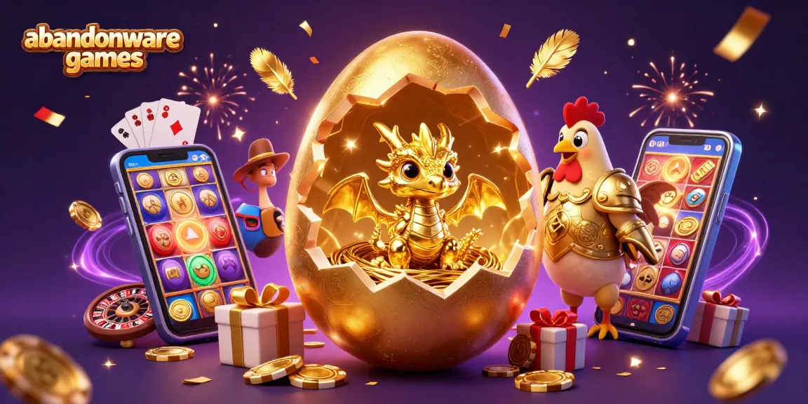 Play abandonware games with a golden baby dragon and poker chips, set in a vibrant casino scene.