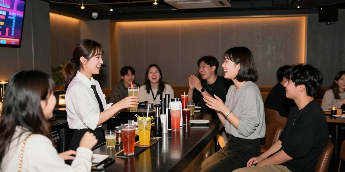 인천쓰리노에서 즐거운 시간을 보내는 친구들과 스타일리시한 호스티스의 모습
