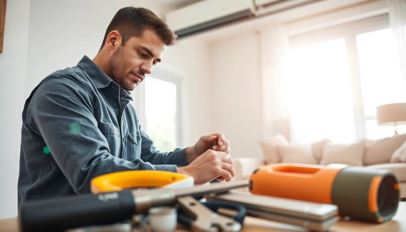 Expert in heating repair Patterson NY working on a home heating unit.