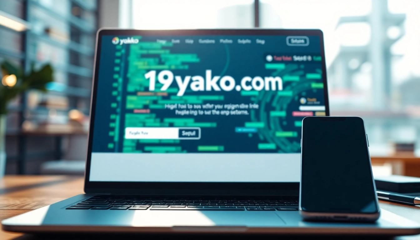 Visual representation of website layout for https://19yako.com/ showcasing modern design elements.