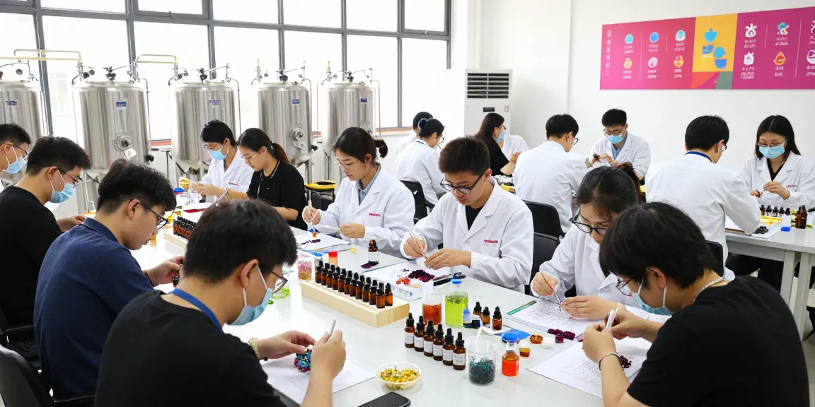 Fragrance Beads Manufacturer team collaborating on custom fragrance bead production showcasing diverse ingredients and quality control.