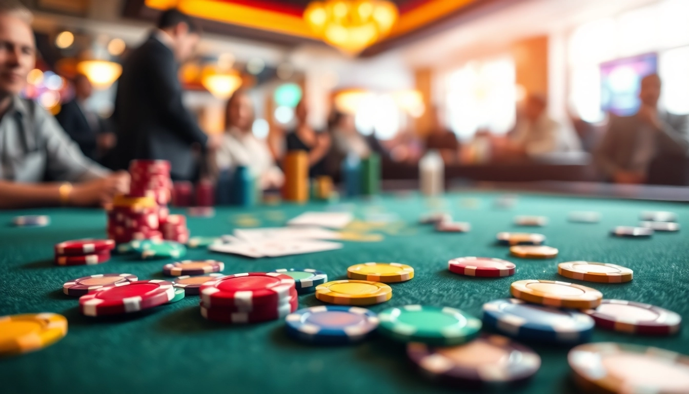 Permainan jalantoto yang seru dengan taruhan chip casino berwarna-warni di meja.