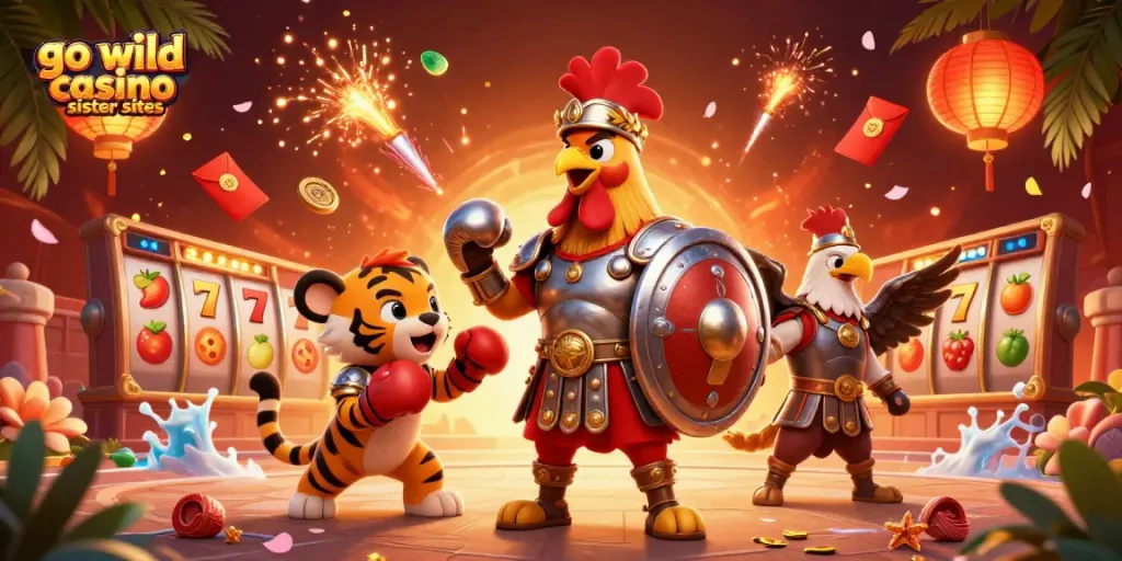 Experience the action with go wild casino sister sites in this vibrant 3D casino illustration featuring exciting gaming elements.