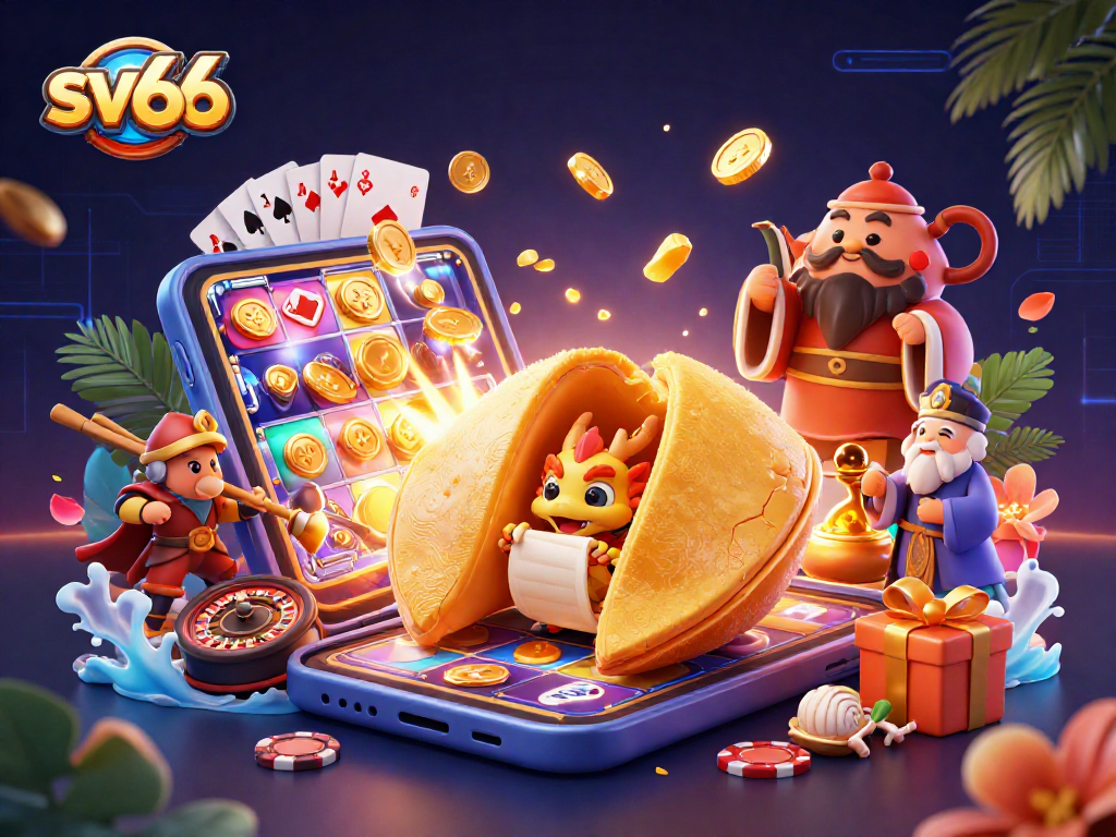 Engage in thrilling gaming with sv66's vibrant 3D casino scene featuring exciting slots and wise dragon fortune.