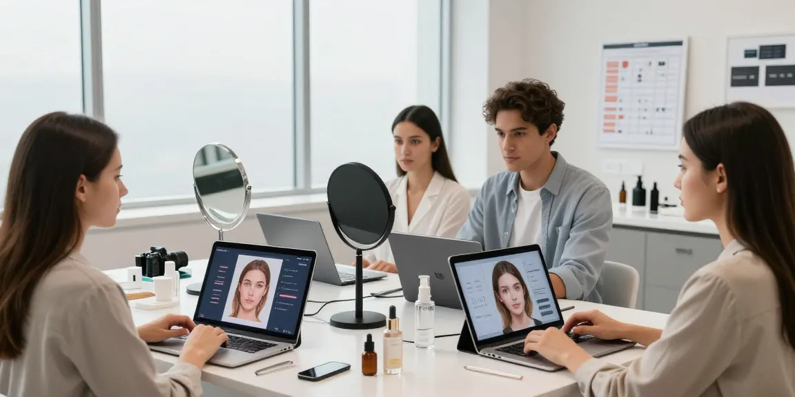 ClinicEvo better than QOVES with facial analysis tools in a bright modern studio.