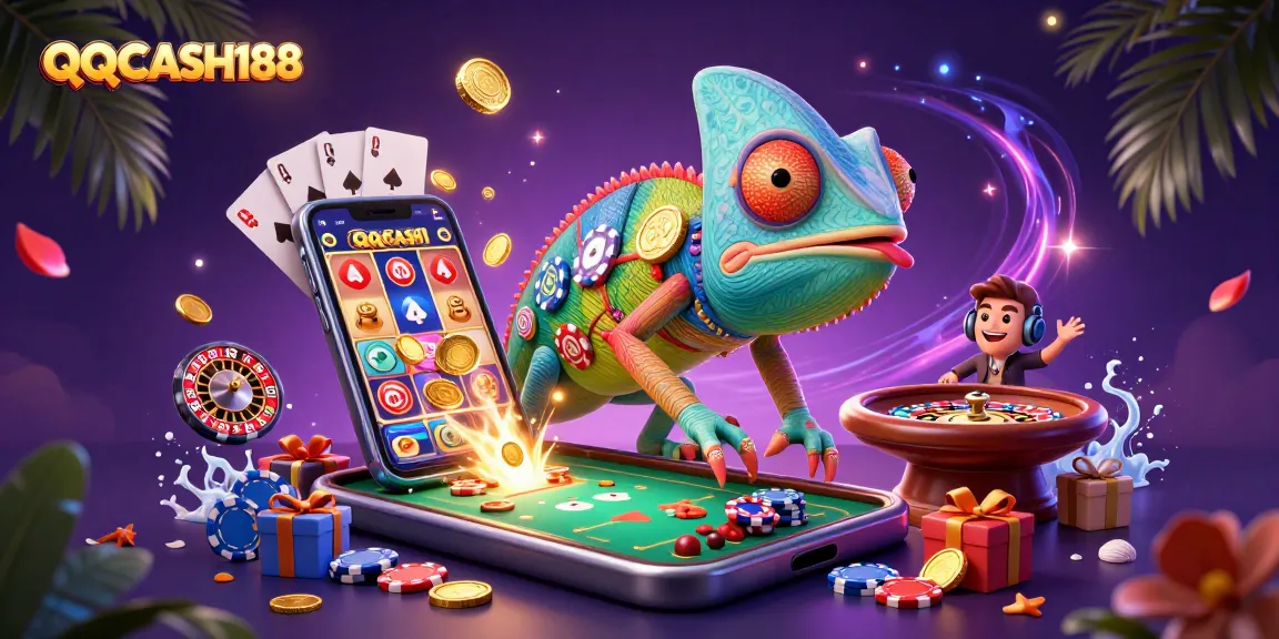 Experience the excitement of QQCASH188 with vibrant 3D casino characters and action-packed gaming elements.