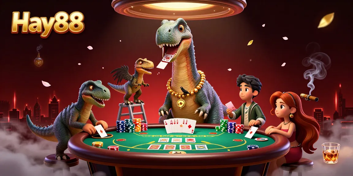 Engage with Hay88 and experience thrilling poker action starring a giant brontosaurus and clever raptor dealers.