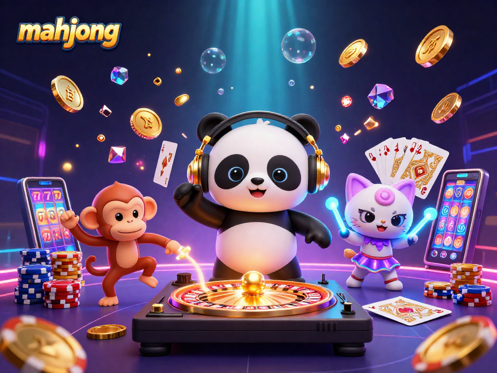 Experience mahjong excitement with stunning 3D casino characters and vibrant game elements.