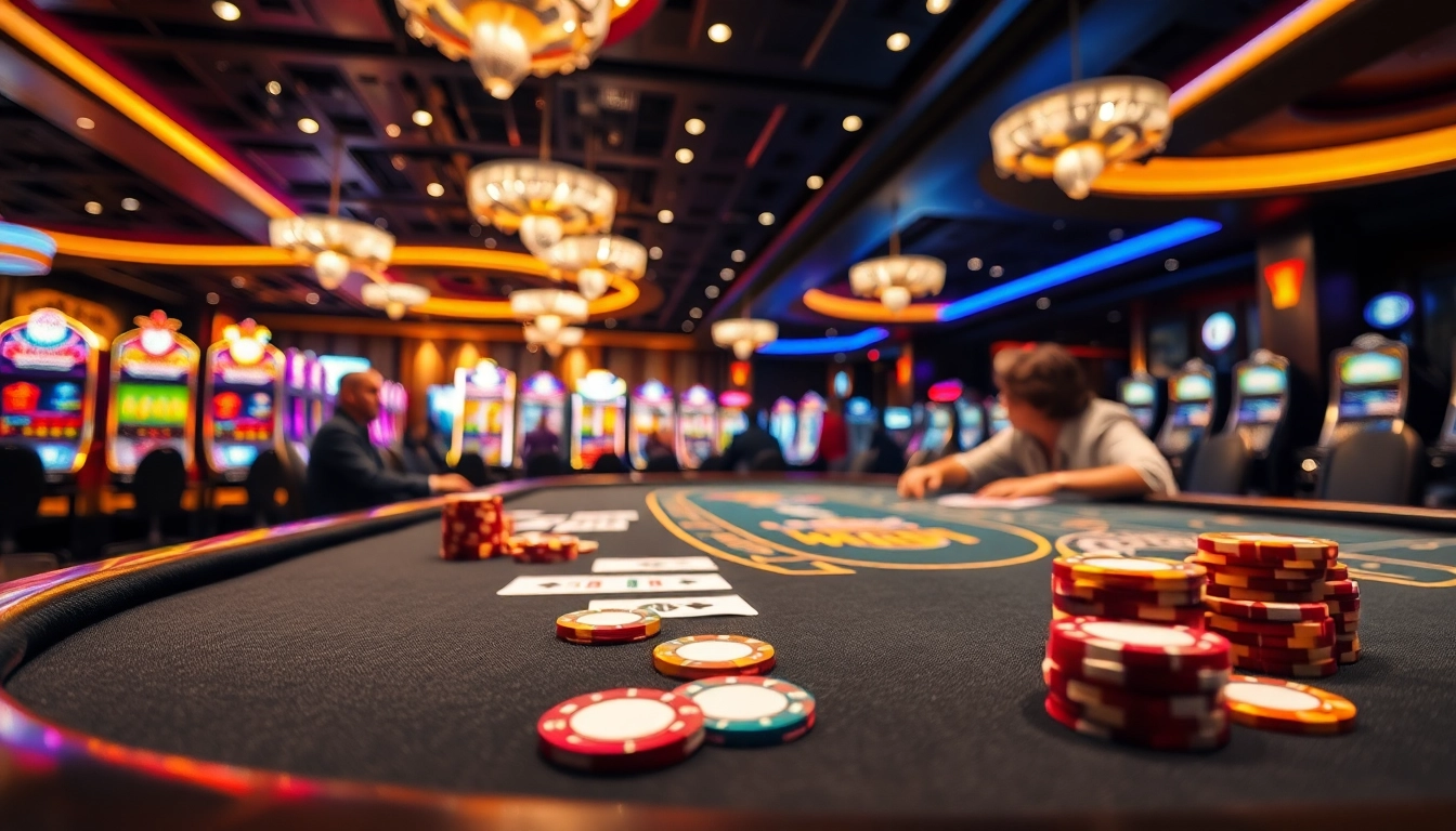 Permainan kasino jalantoto dengan suasana yang mendebarkan dan meja poker.