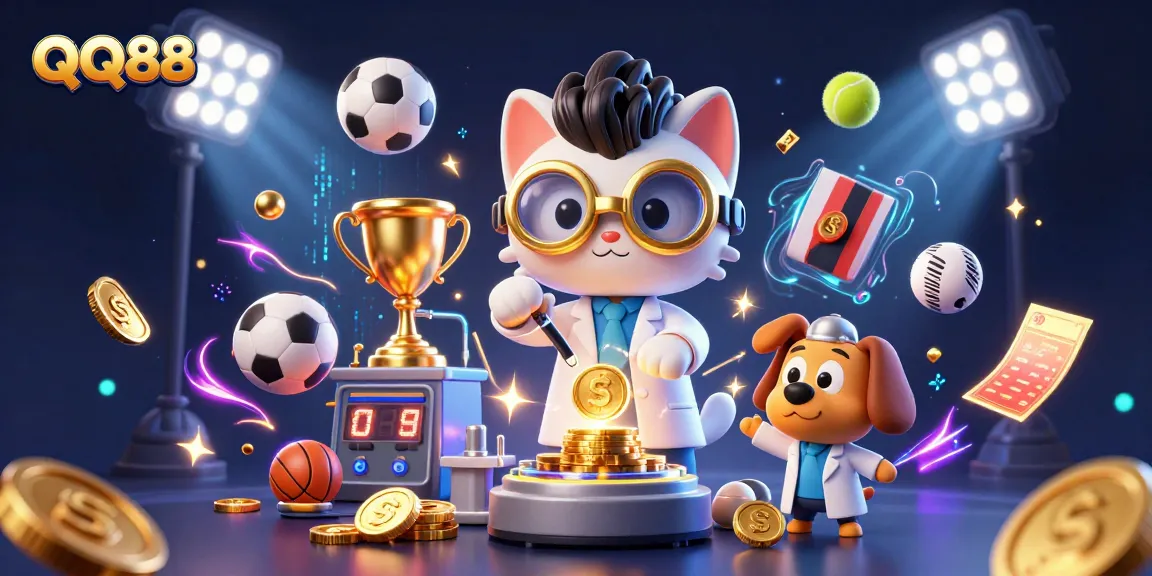 Experience exhilarating betting and gaming excitement at QQ88 with dynamic sports-themed elements.