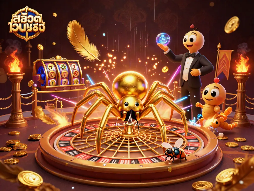 เล่นสล็อตเว็บตรงอย่างตื่นเต้นในฉากที่มีแมงมุมทองและแมงป่องจัดการเกม