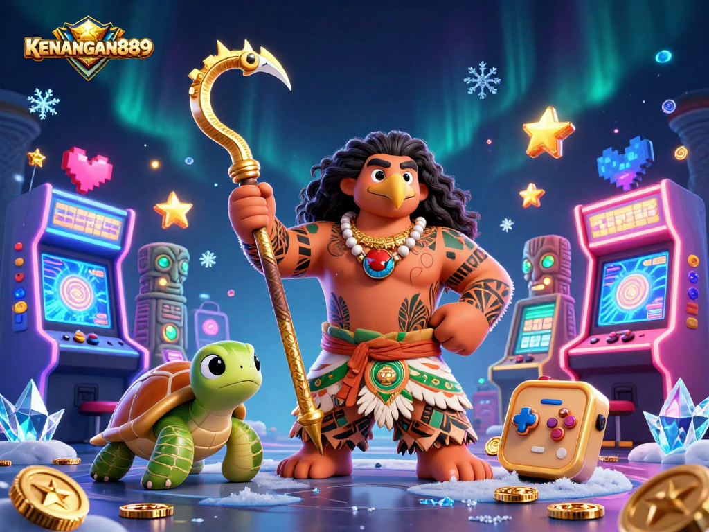 Experience exciting slot gameplay with KENANGAN889, featuring vibrant characters and casino elements.