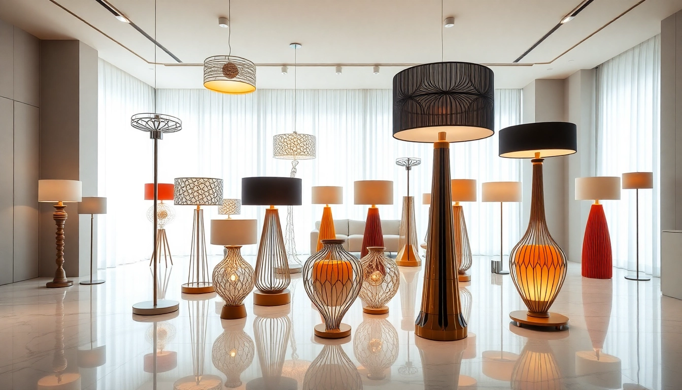 Showcasing ELC Lamps Online in a bright, modern showroom with elegant designs.