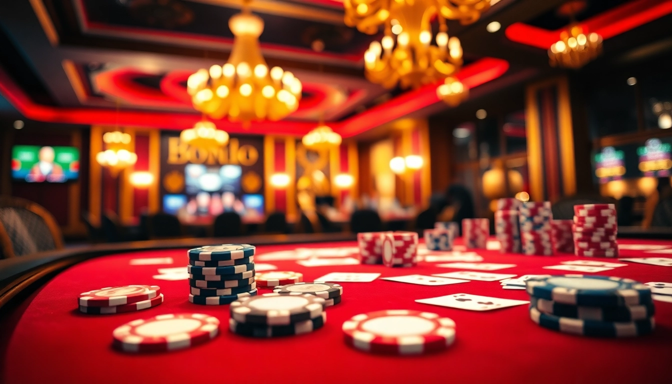 Menang di pgbet dengan suasana kasino yang glamor dan meja permainan yang berkilauan.