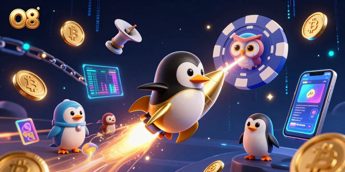 Play and win with O8 at the vibrant cosmic casino adventure featuring crypto elements.