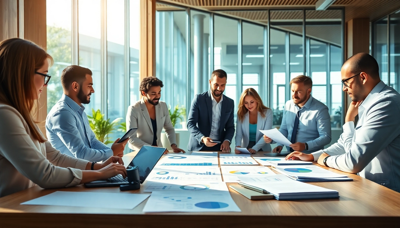 Team collaborating on Contract Management strategies in a modern office environment.